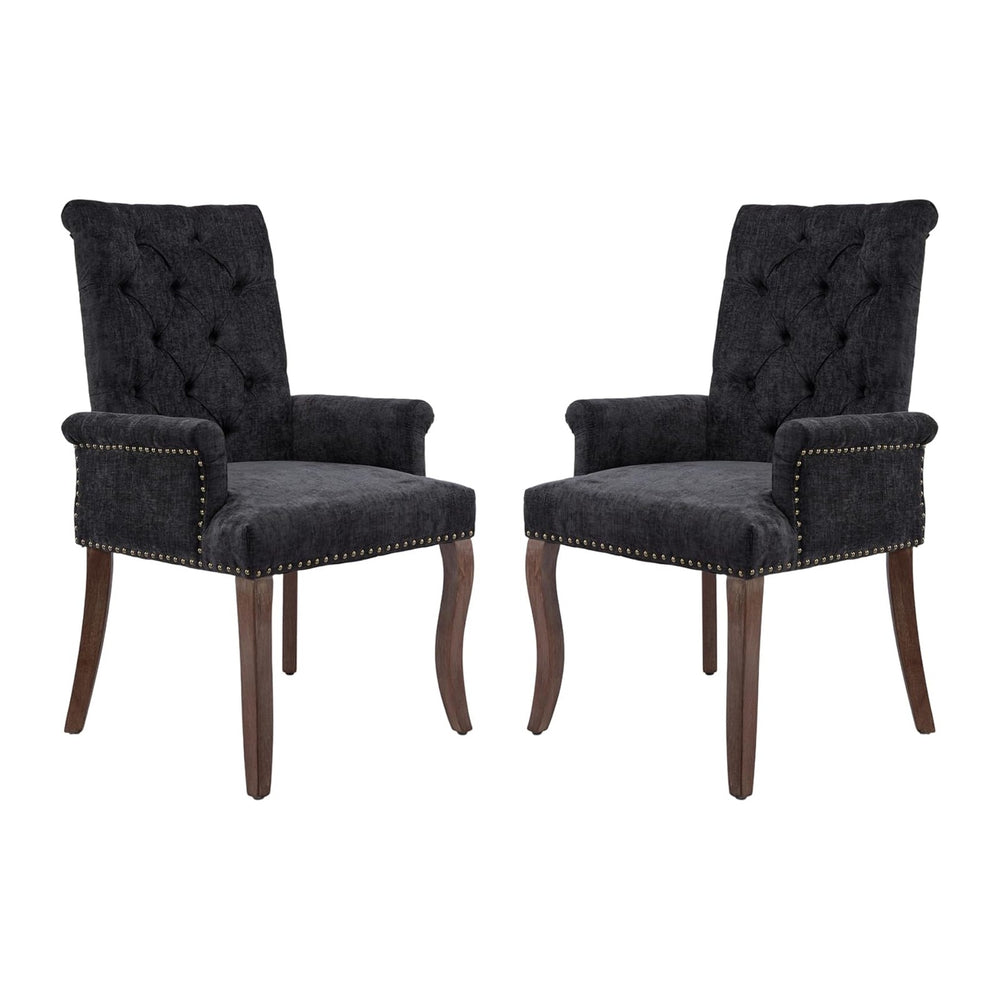 mikibama Chenille Upholstered Dining Chairs with High Back Set of 2,Vintage T...