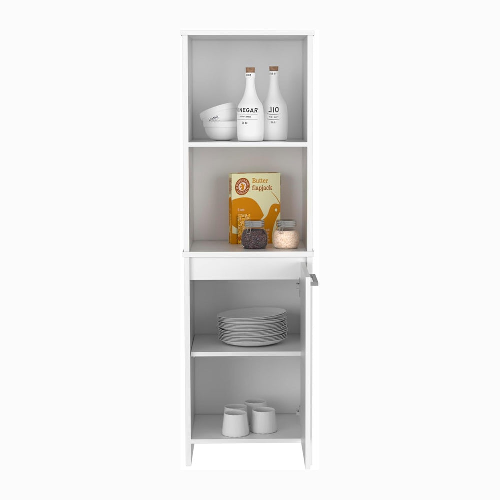 Modern Kitchen Pantry, White Storage Cabinet with 2 External Shelves, Single ...
