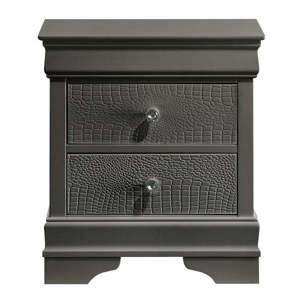 Modern Style 2-Drawer Night Stand Made with Wood in Metallic,for Small Spaces
