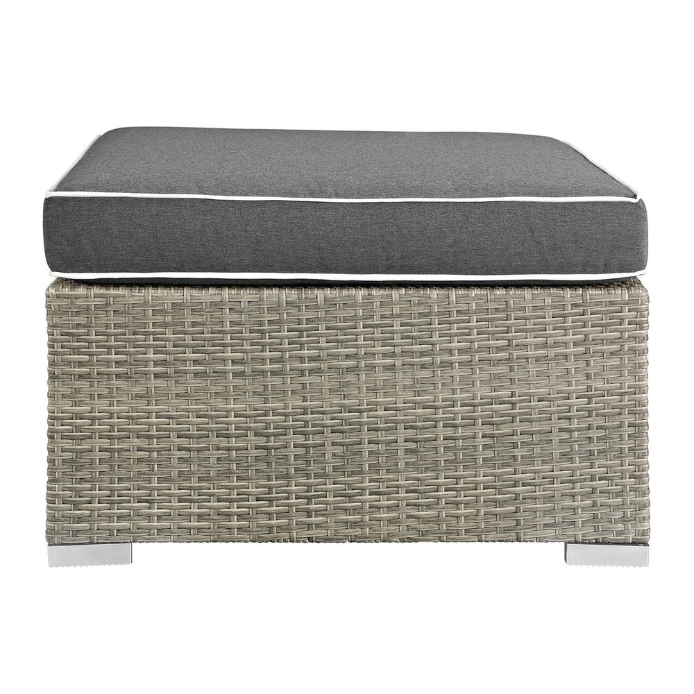 Modway Repose Wicker Rattan Outdoor Patio Ottoman wth Cushions in Light Gray ...