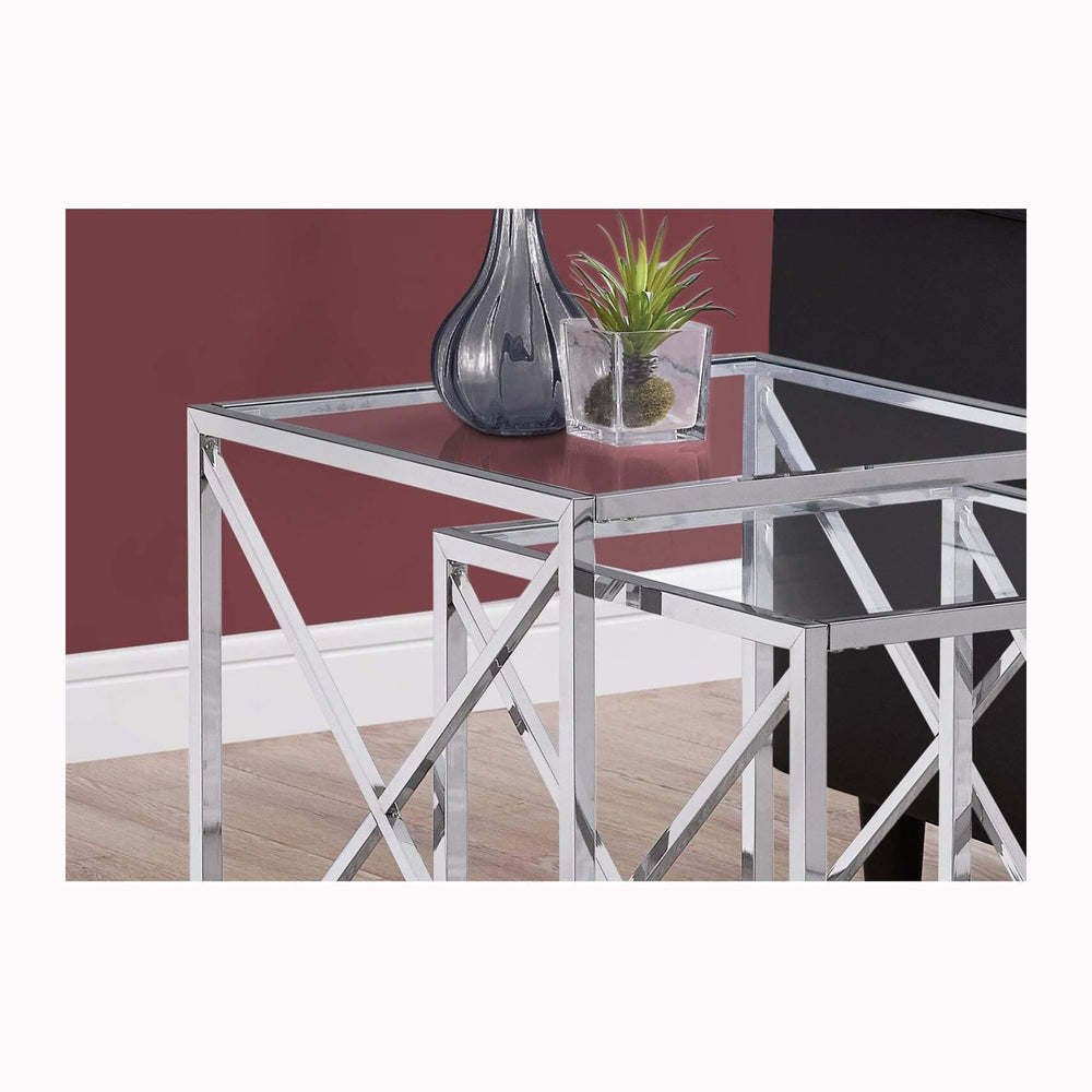 Monarch Specialties I NESTING TABLE, CHROME