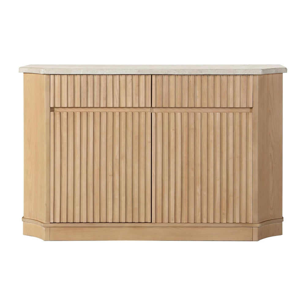 Natural Marble Top & Oak Finish Server with Synthetic Wood, 18 x 71 x 36 ...