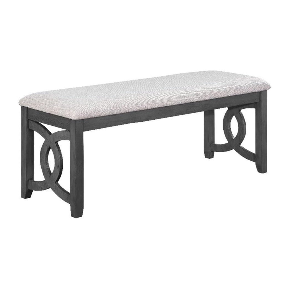 New Classic Furniture Gia Upholstered Dining Bench, Smoky Gray Finish