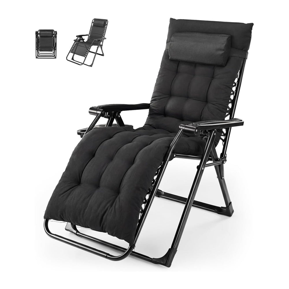 NEWBULIG Zero Gravity Chair, Folding Patio Recliner with Removable Cushion &a...