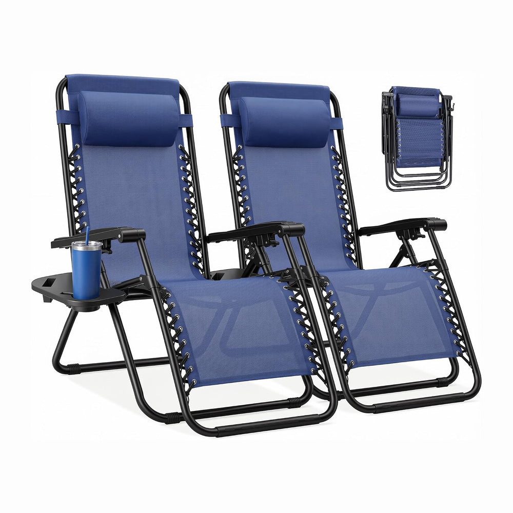 NEWBULIG Zero Gravity Chairs Set of 2, Lounge Chair Folding Portable Adjustab...