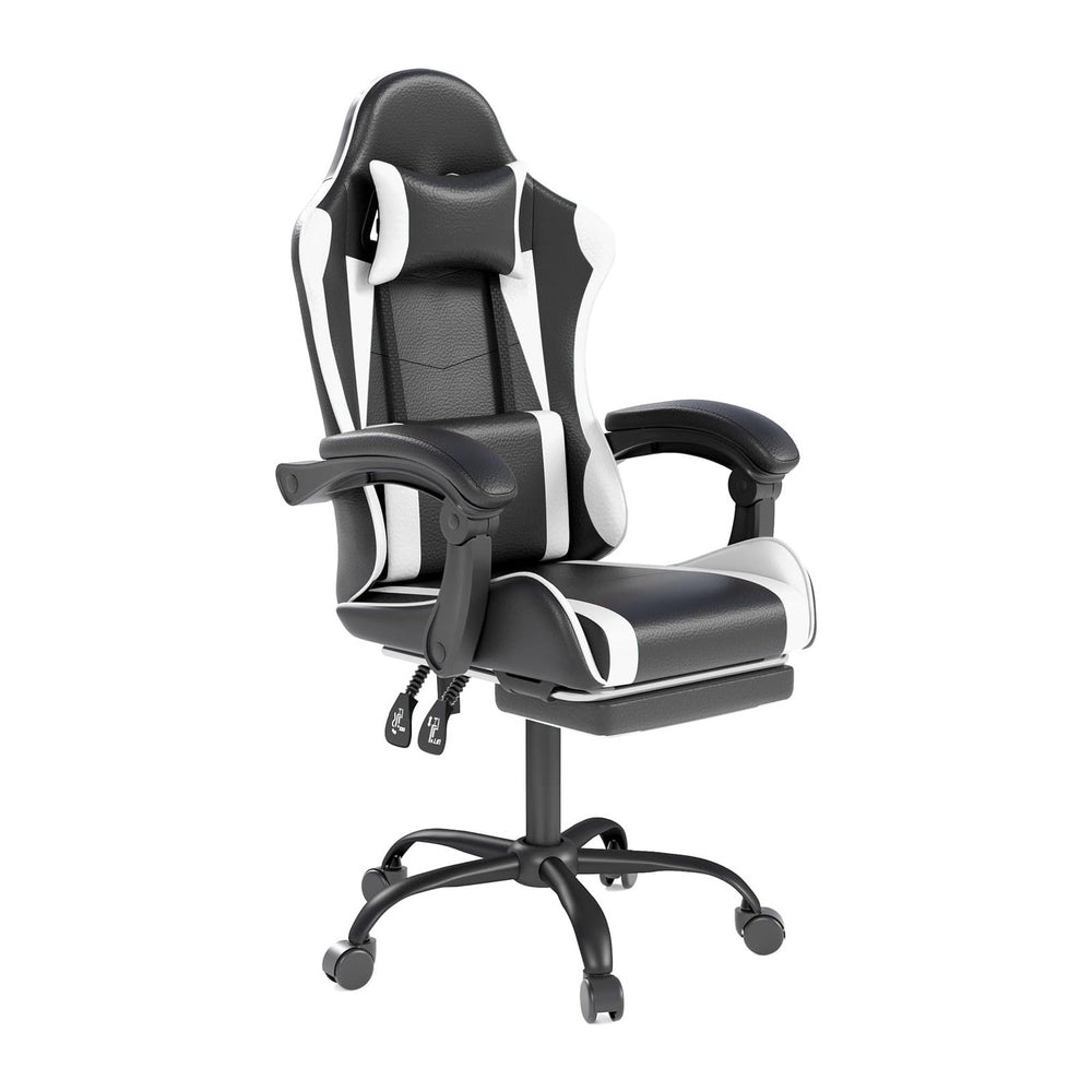 OS MOTOR Gaming Chair with Headrest and Lumbar Support, White | Ergonomic Hig...