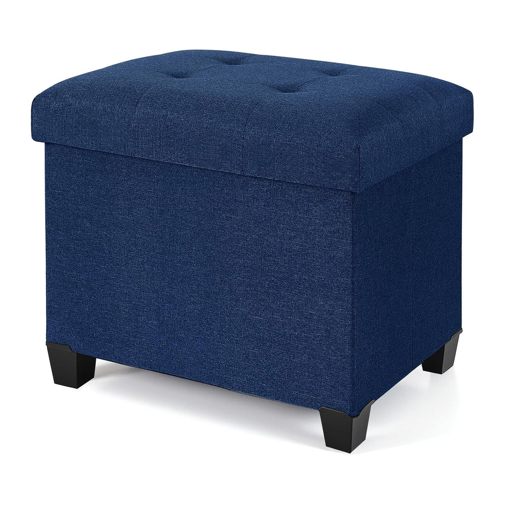Ottoman with Storage, Rectangular Storage Ottoman, Linen Ottomans with Legs f...