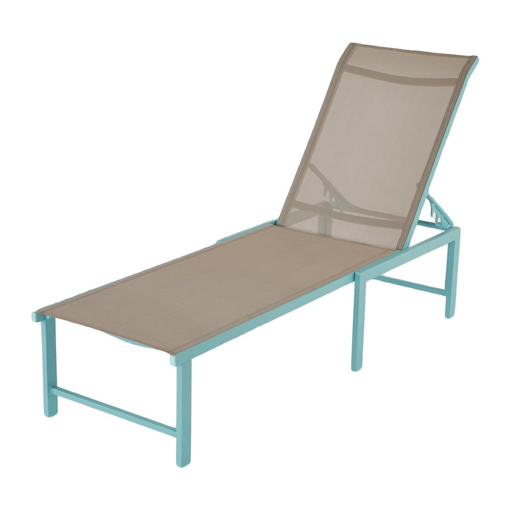 Outdoor Lounge Chair, 5-Position Aluminum Chaise Lounge with Wheels & Arm...