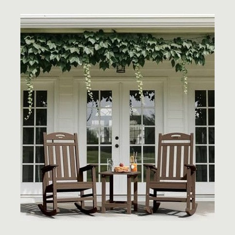 Outdoor Rocking Chair, HDPE Patio Rocking Chair, All Weather,Brown | Relax in...