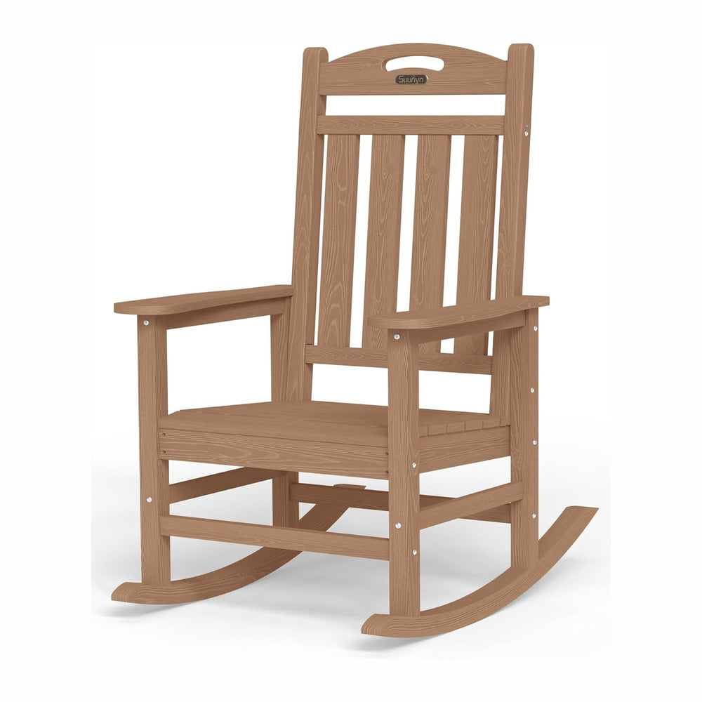 Outdoor Rocking Chair, HDPE Patio Rocking Chair, All Weather,Teak