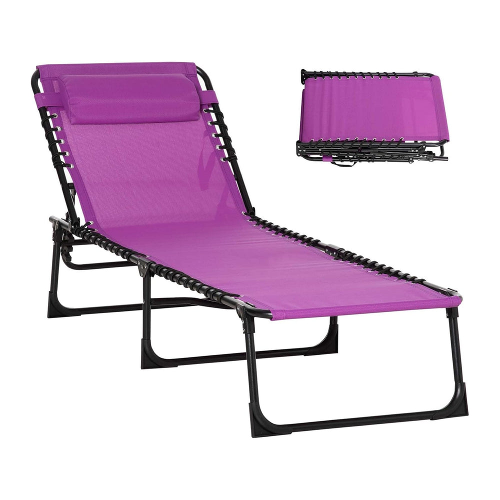 Outdoor Sun Tanning Chair Folding, Heavy Duty Adjustable 4-Position Folding L...