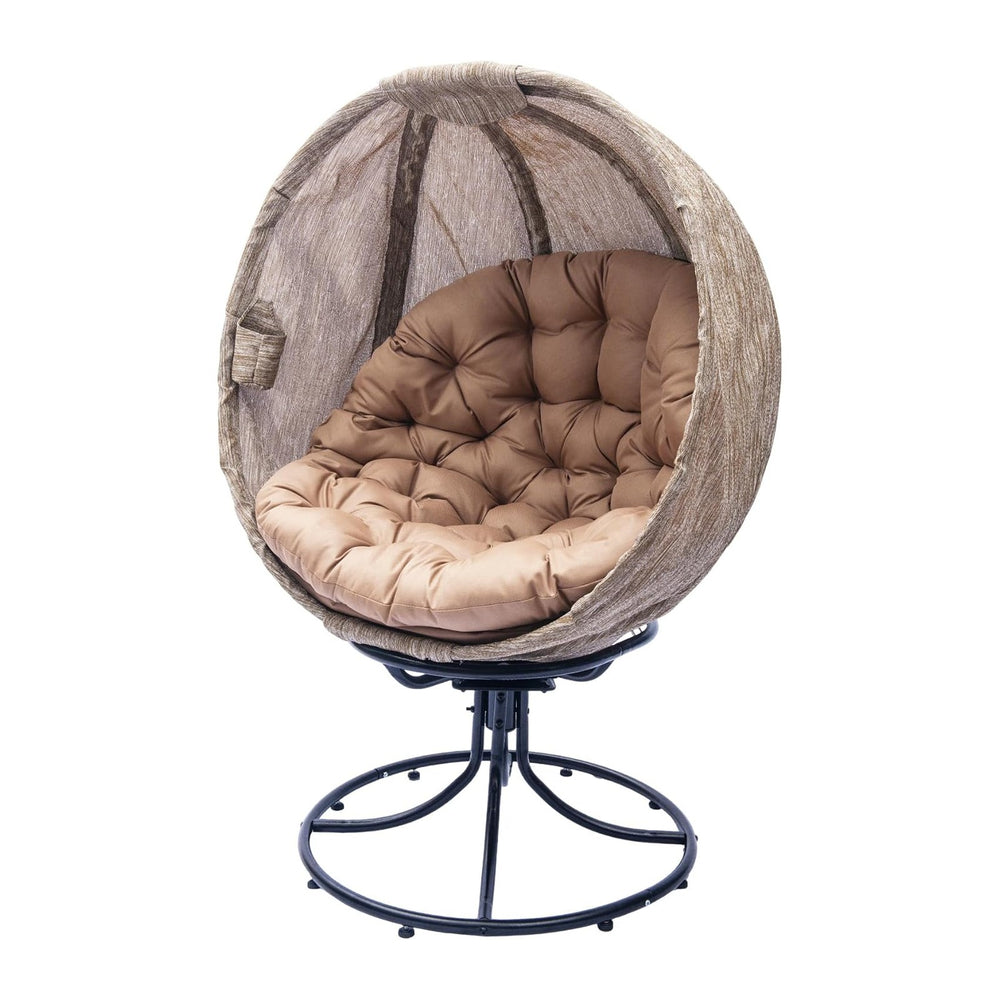 Oversized 360 Swivel Egg Chair - Foldable Rattan Seat w/Cushions, Outdoor Ind...