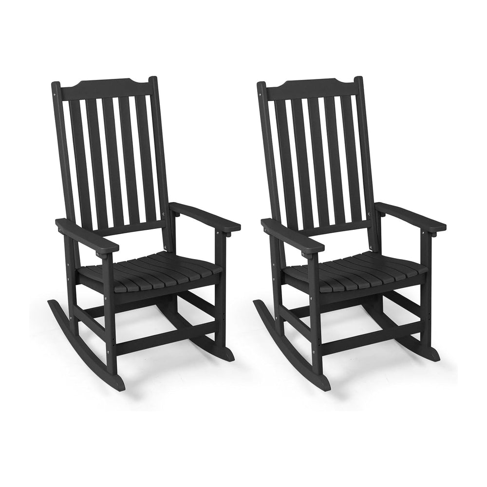 Oversized All-Weather Outdoor Rocking Chairs Set of 2, Patio Rocker | Ergonom...
