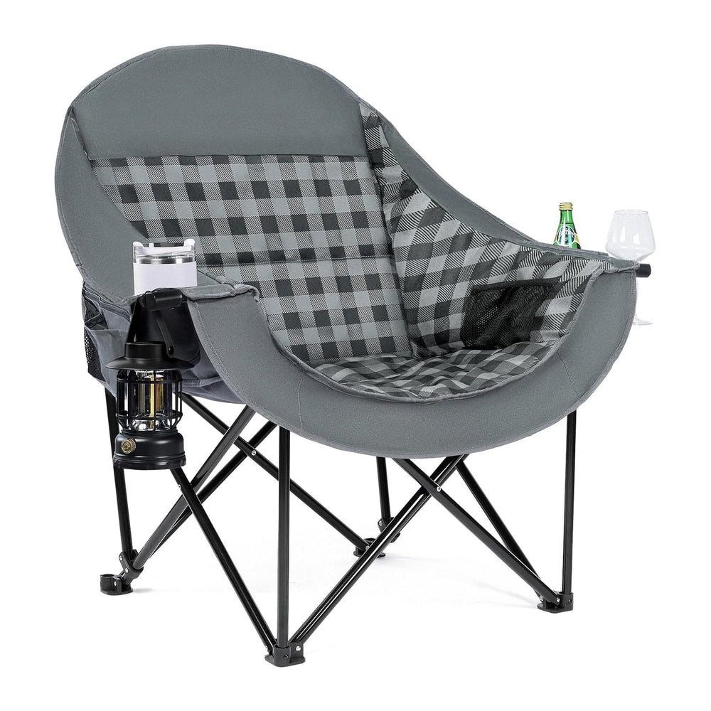 Oversized Camping Chair for Adults, 500 LBS Heavy Duty Folding Chair, Plaid |...