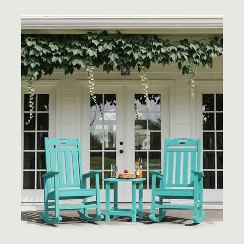 Oversized Outdoor Rocking Chair, High Back Porch Rocker Chair, HDPE All Weath...