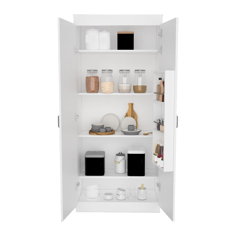 Pantry Double Door Cabinet, Storage Locker with Five Shelves,Three Interior D...