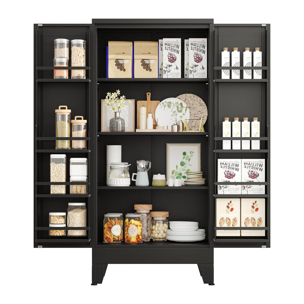 PAOFIN 47" Kitchen Pantry Cabinet, Metal Storage Cabinet with 3 Adjustab...