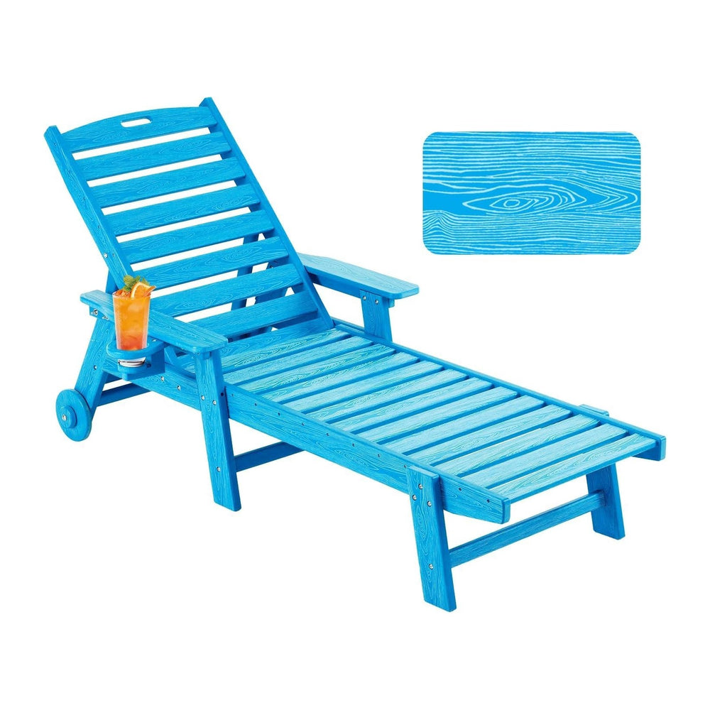 Patio Chaise Lounge Chair Outdoor with Wheels, Oversize Patio Lounge Chairs w...