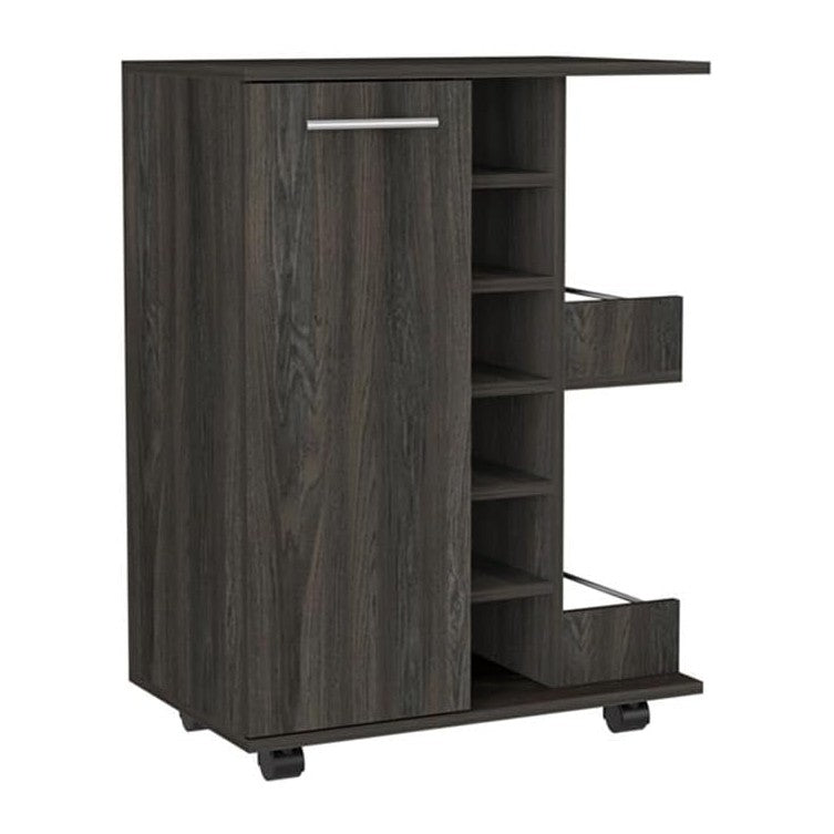 Pemberly Row 2-Piece Living Room Set, Bar Cart and Coffee Table, Espresso-Fin...