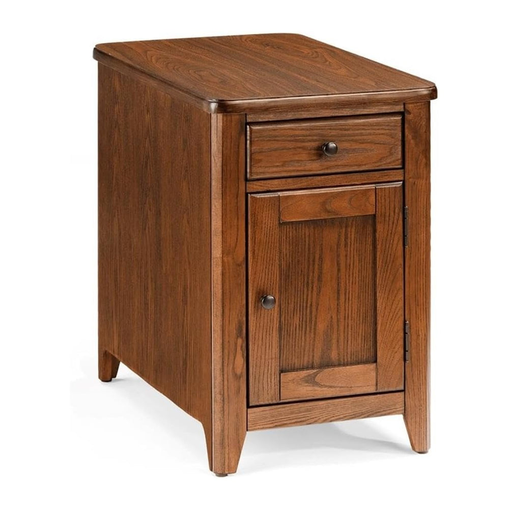 Pemberly Row Chair Side Cabinet, Solid Mango Wood, Walnut Finish, Durable Lam...