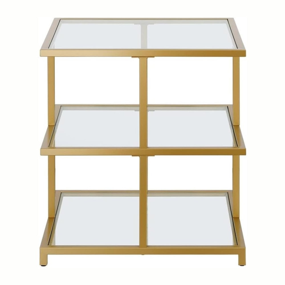Pemberly Row Contemporary 22" Gold Finish Side Table, Handcrafted Metal ...