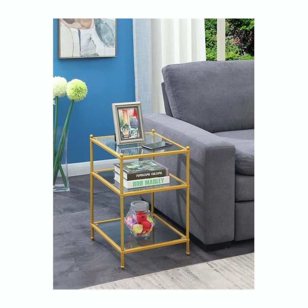 Pemberly Row Contemporary Gold Metal End Table, 16.25" W x 16.25" L...