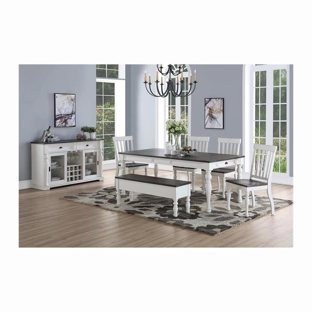 Pemberly Row Farmhouse Storage Bench, Two-Tone Ivory and Dark Oak Finish, MDF...