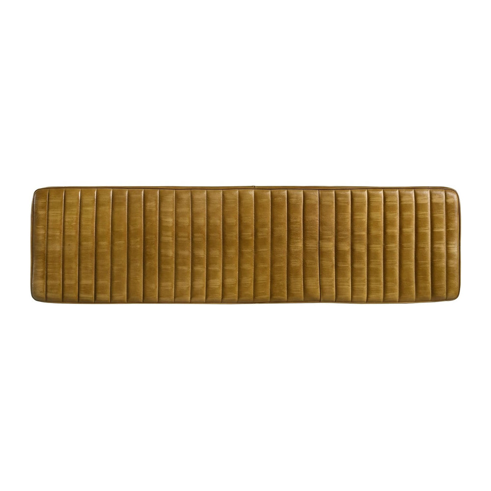 Pemberly Row Leather Upholstered Cushion Bench, 54"W x 15"D x 19&qu...