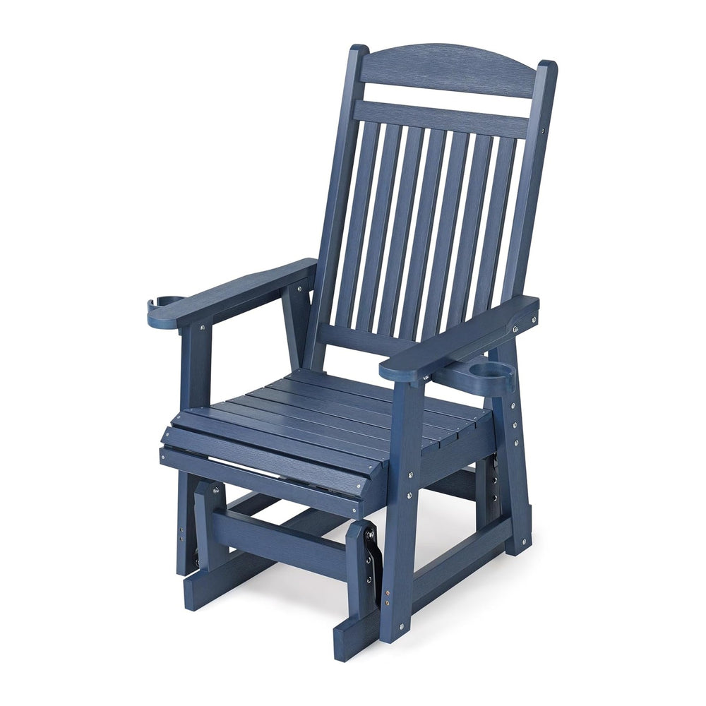 Poly Lumber Patio Glider for One Person, with Cup Holders, High Backrest and ...