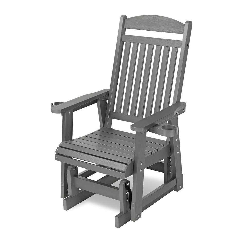 Poly Lumber Patio Glider for One Person, with Cup Holders, High Backrest and ...