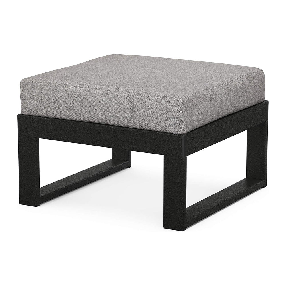 POLYWOOD® Edge Modular Deep Seating Ottoman, Black/Grey Mist