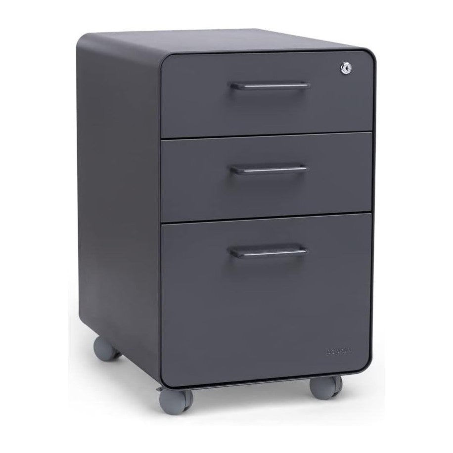 Poppin Stow 3-Drawer Rolling File Cabinet - Charcoal. Utility and Hanging Fil...