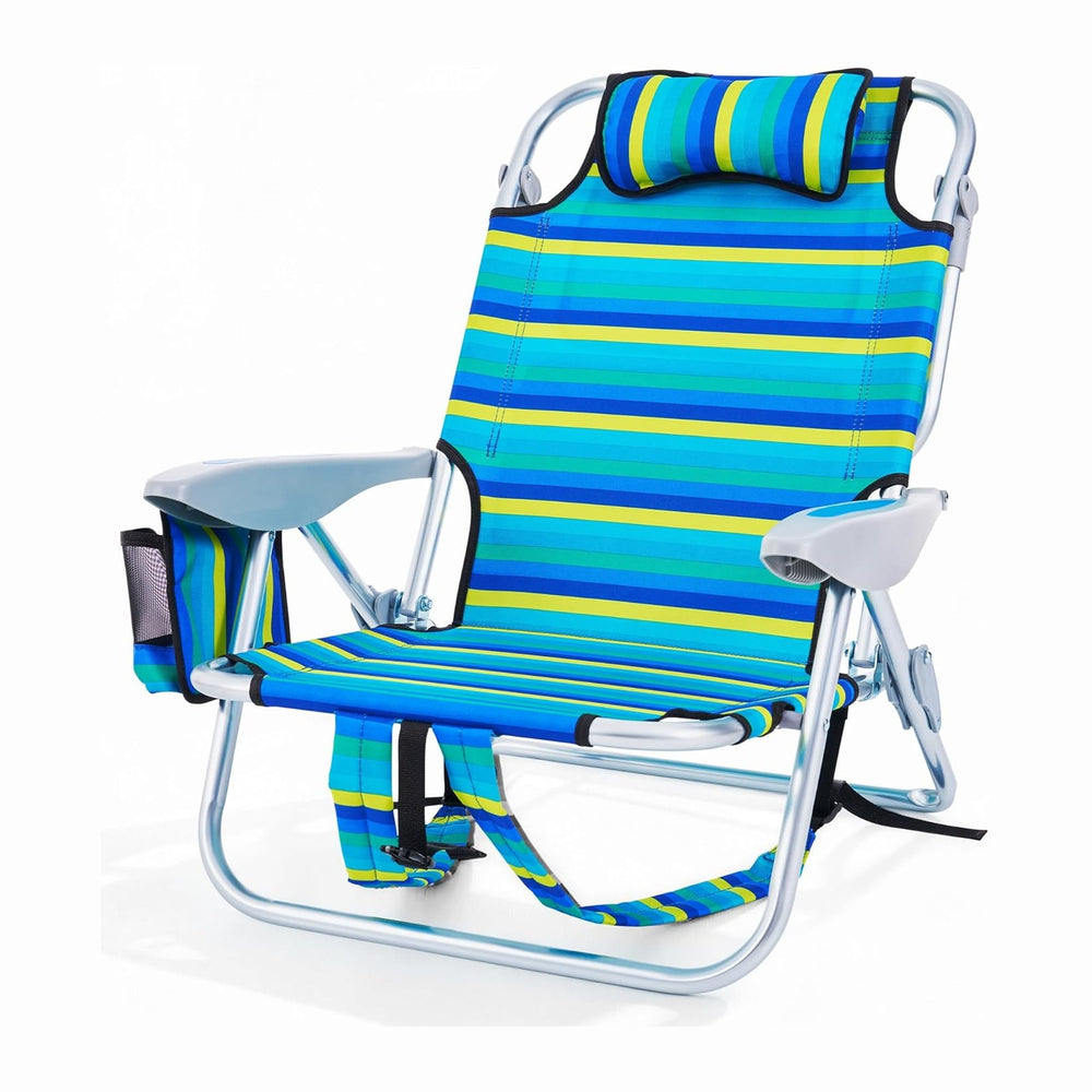 Portable Beach Chair for Adults, Outdoor Lightweight Camping Chair Lay Flat F...