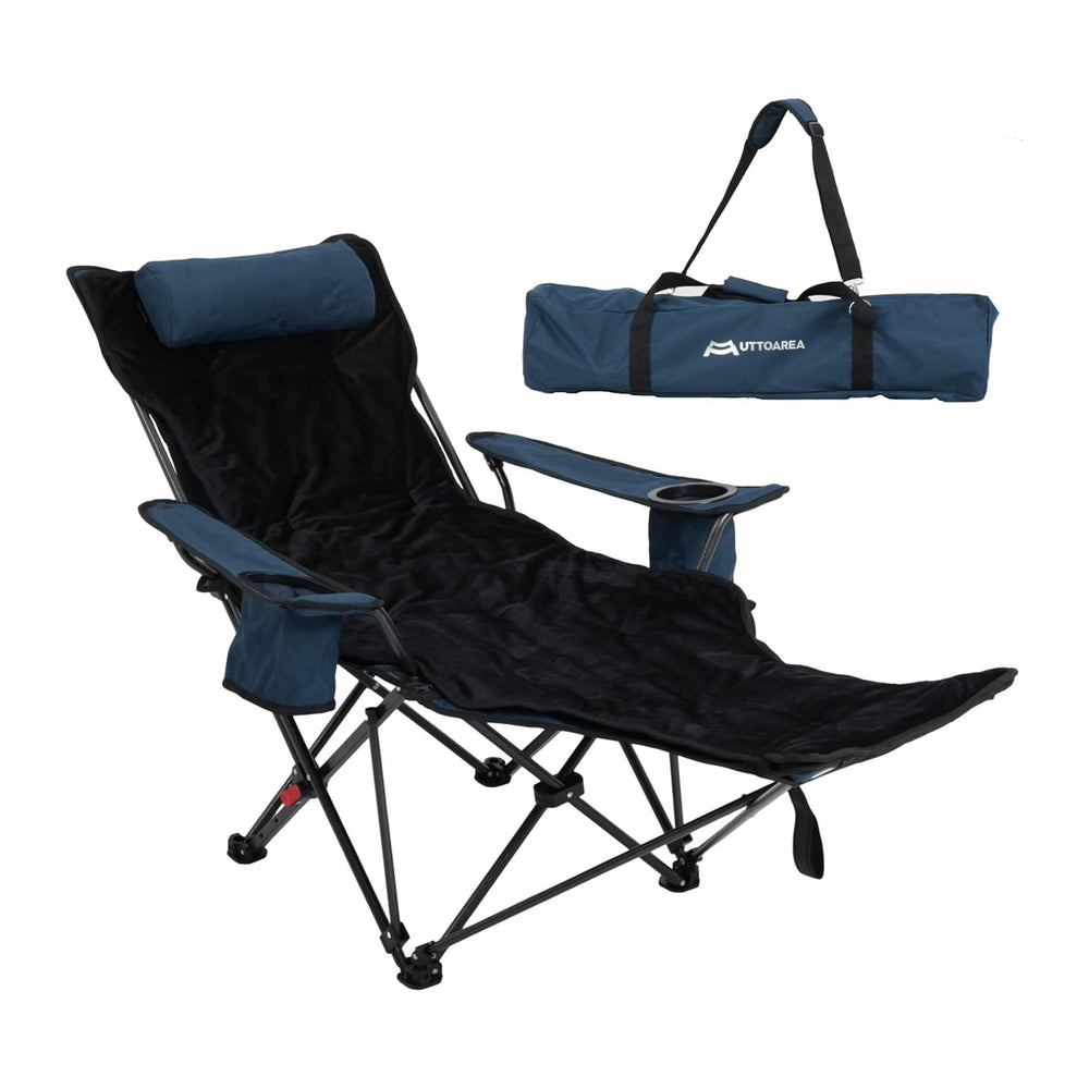 Portable Reclining Camping/Lounge Chair for Outdoor (1, Blue) | Soft Cushion,...