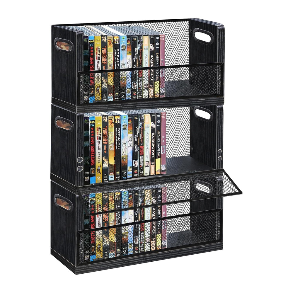 PUTNATRURE DVD CD Storage Rack 3 Pack, Holds 84 DVDs Total, Stackable DVD Tow...