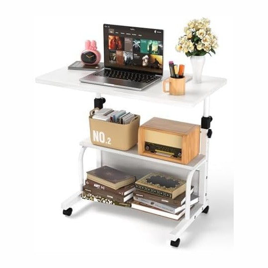 QZMDSM Portable Desk with Wheels Small Standing Desk on Wheels Adjustable Hei...