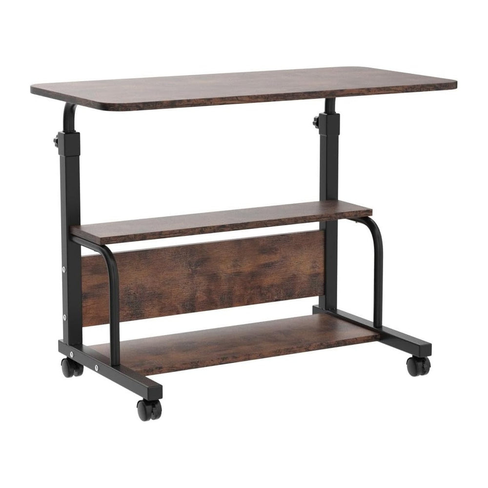 QZMDSM Portable Rolling Desk on Wheels Adjustable Height Desks for Small Spac...