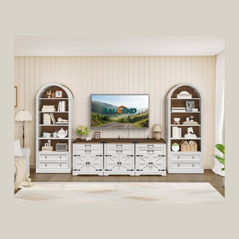RALGEND Farmhouse End Table Set of 3, with Charging Station, 24'' Sof...