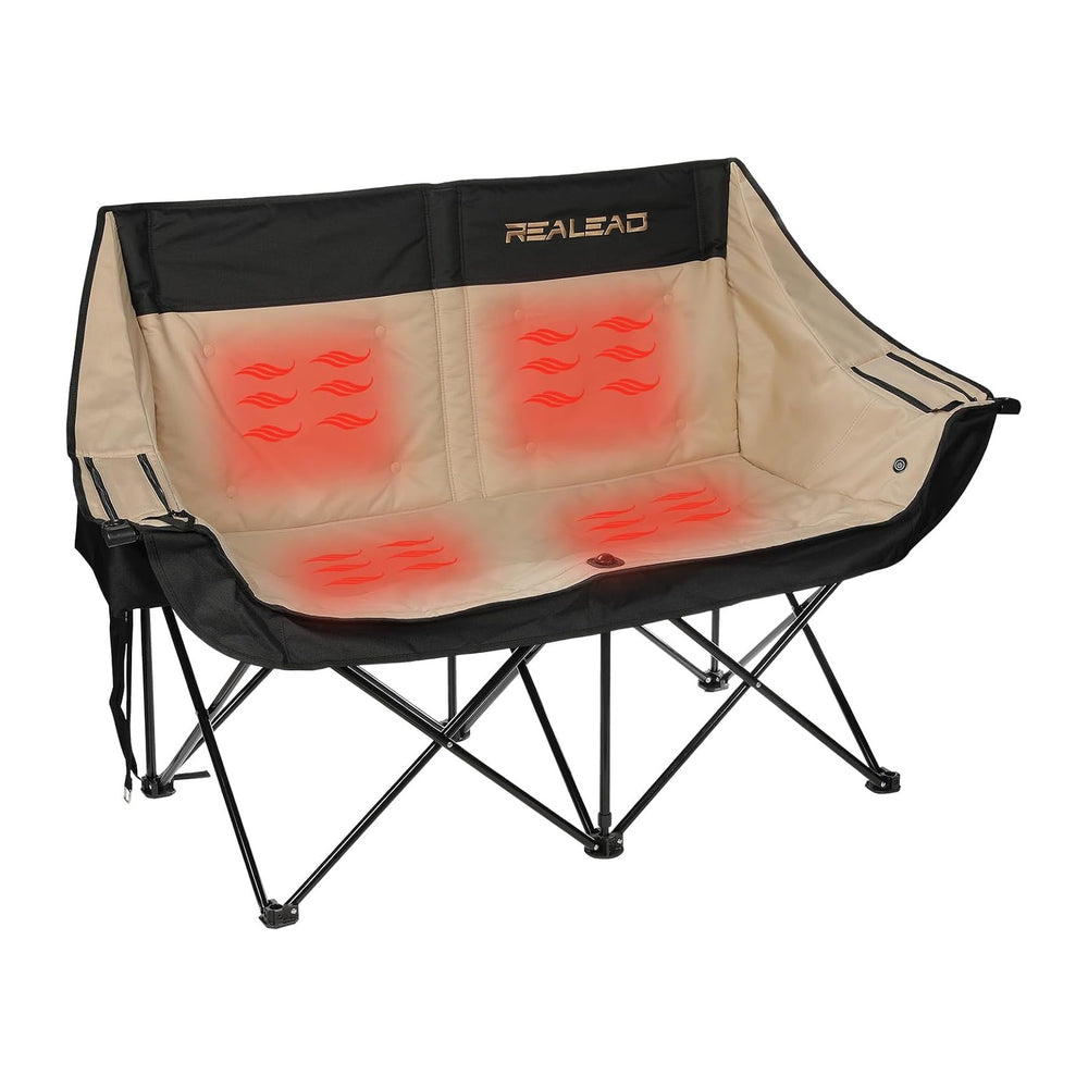 REALEAD Heated Double Camping Chair - Heated Loveseat Camping Chairs for Adul...