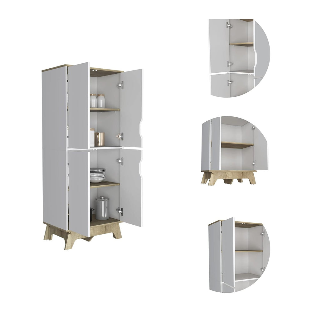 Rectangle Kitchen Pantry Light Oak and White