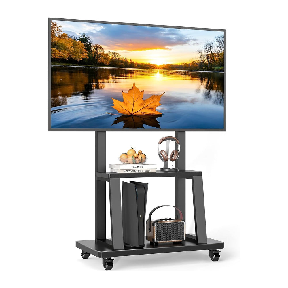 Rfiver Mobile TV Cart Rolling TV Stand for 37-75 inch TVs Up to 150lbs | Heav...