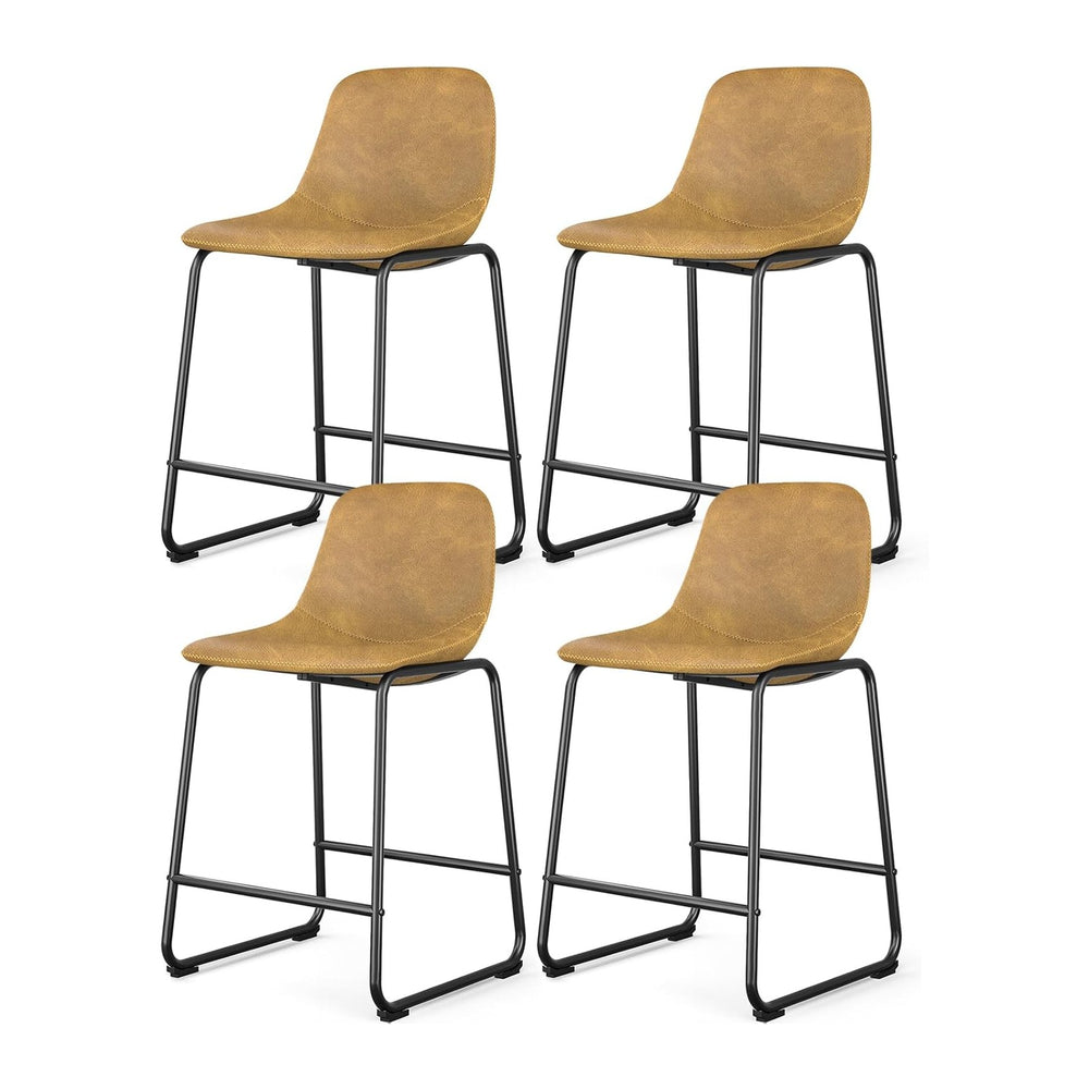 Rfiver Pu Faux Leather Bar Stools Set of 4(Yellow, 24" Counter Chair x4)...