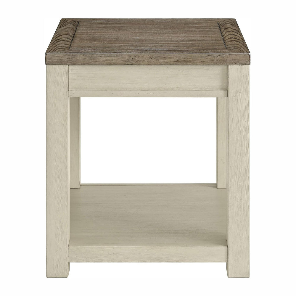 ROME + OAK Tate Farmhouse End Table, Wooden Home Accent Furniture with Shelf,...