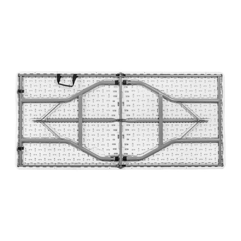Romig Trestle 5 ft Folding Table, Blow Mold Plastic Top, Fold-in-Half with Ca...