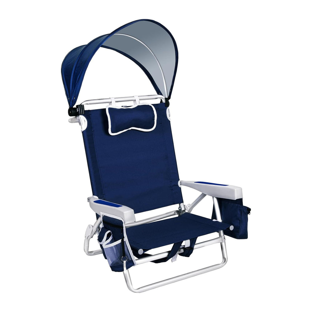 Romswi Extra Wide Beach Chair with Canopy Shade, 1 Pack Aluminum Folding Chai...