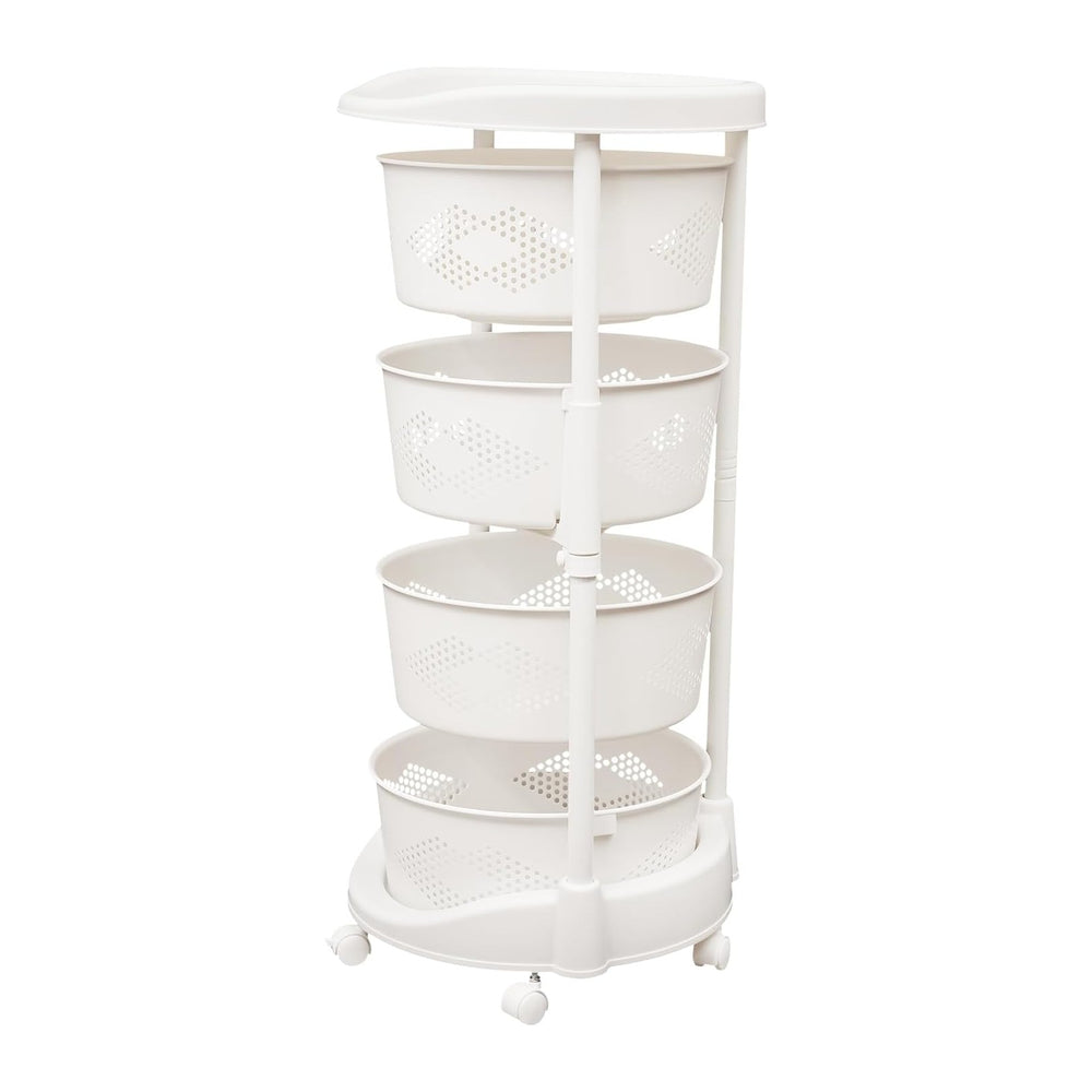 Rotating Storages Rack with Wheels, Multi-Layer Adjustable Height Storage She...