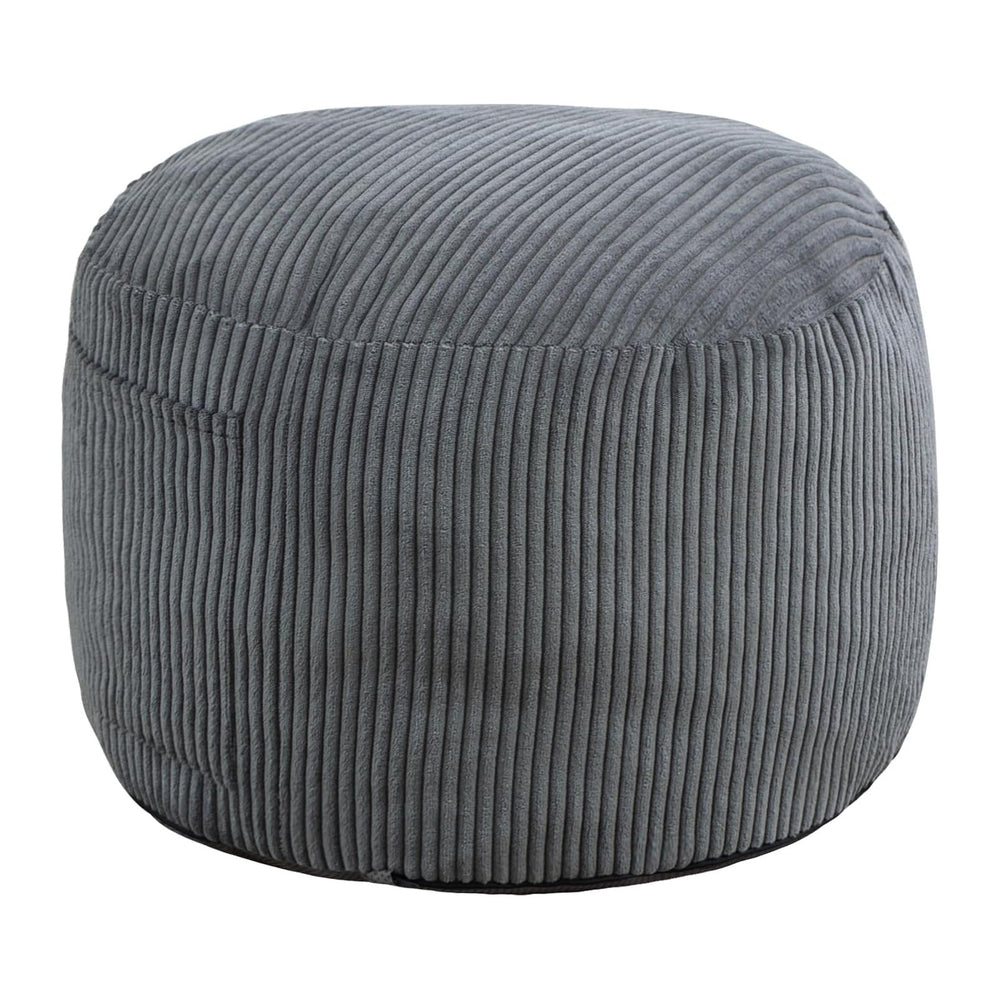 Round Stuffed Pouf Ottoman (Gray, 26" D x 26" W x 18" H) | Cor...