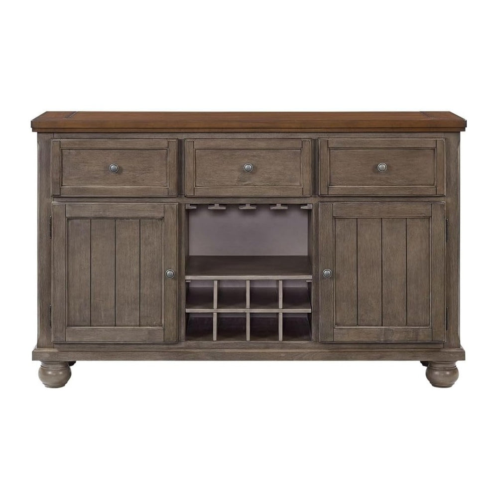 Rustic Two Tone Server with Powerpack Gray Solid Wood MDF | Includes powerpac...