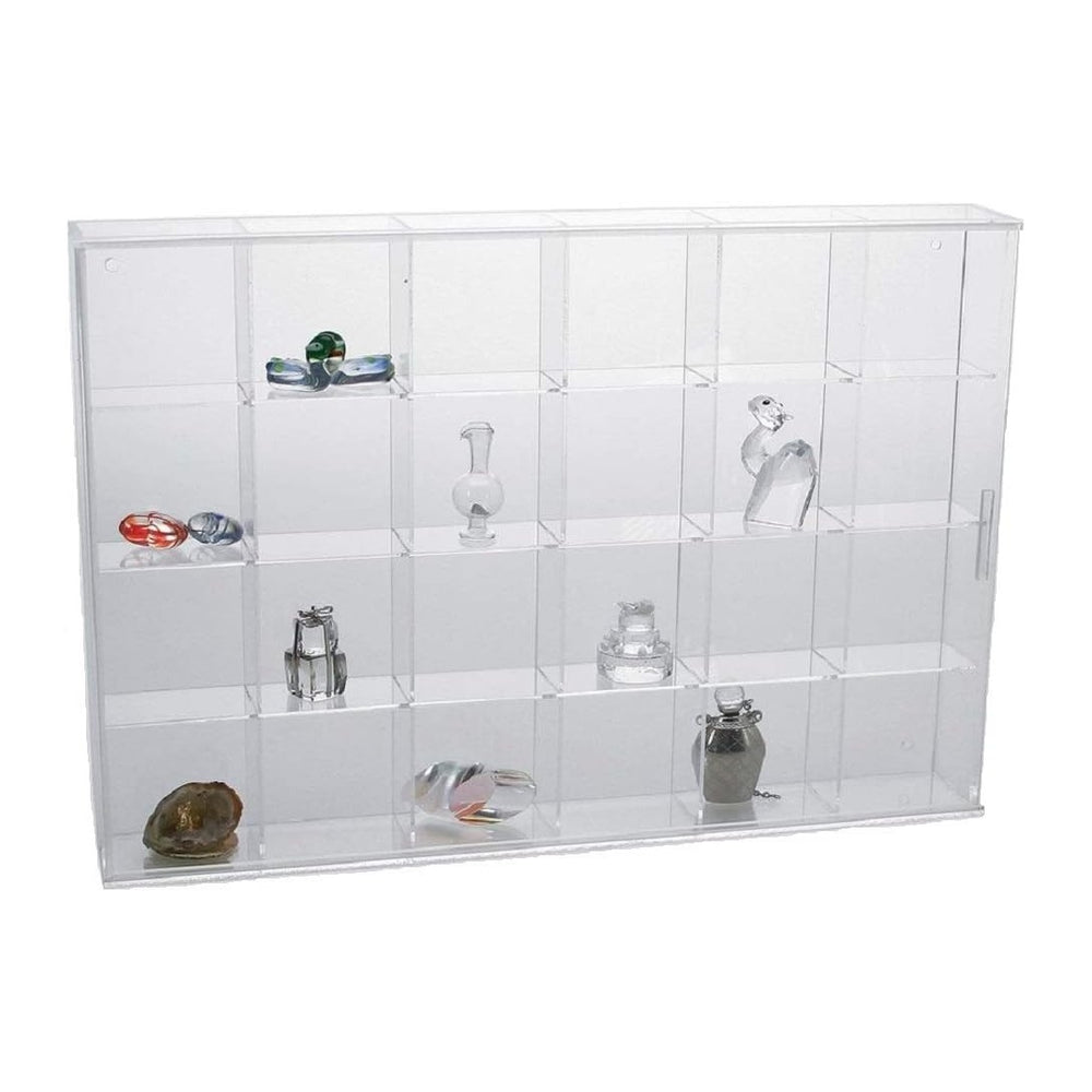 SAFE Rock Display Case-Acrylic Glass Curio w/24 Compartments