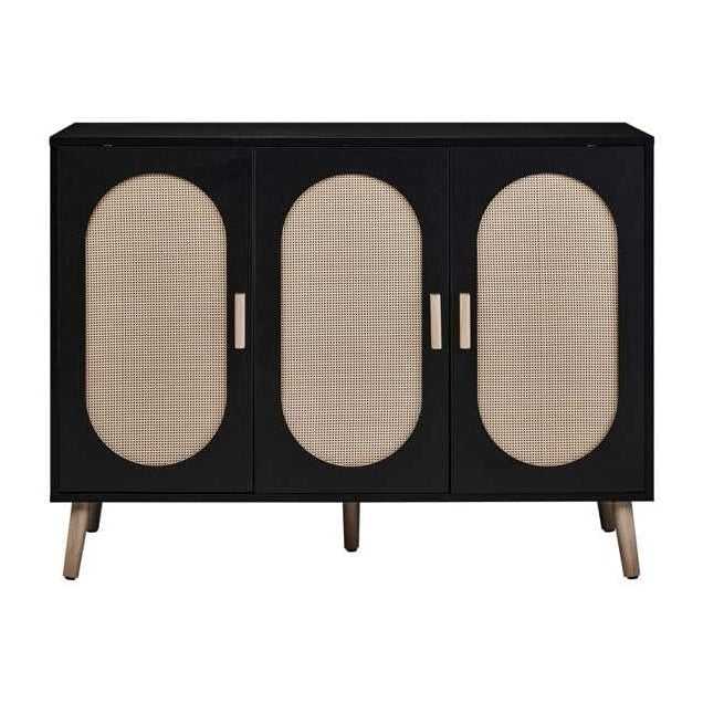 Sideboard - Kitchen Buffet Cabinet with Rattan Decorated Doors, Accent Cabine...